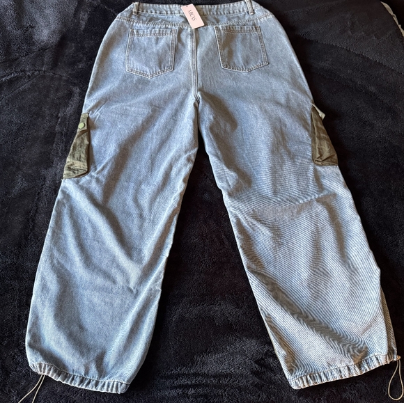 Micas Blue Denim Olive Green Patch Cargo Pants (Brand New With Tag) - Picture 2 of 3